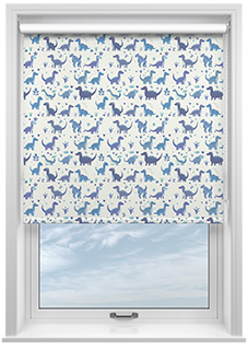 Dino Land, Blue Denim - Roller Blind